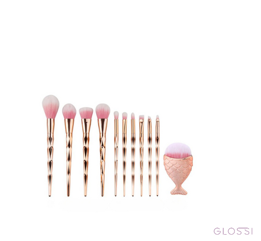 Golden Blush  Pink & Gold Makeup Brush Set